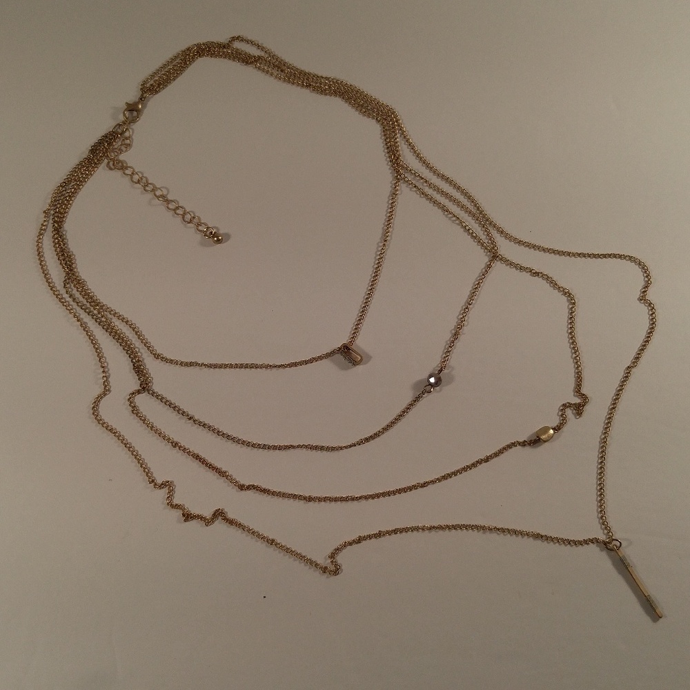 Necklace earring set gold silver layered bar wire - Picture 4 of 4